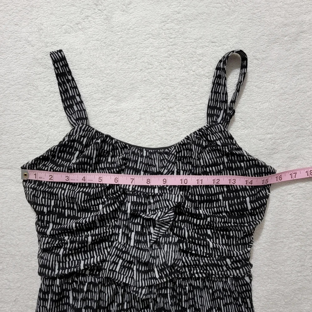 The Limited Black White Sleeveless Ruffle Front Lined Stretchy Dress Y2K Size M - Picture 10 of 12
